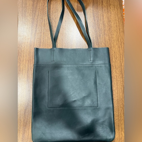 Madewell The Magazine Black Leather  Tote Bag Minimalist Business Casual - Picture 3 of 8